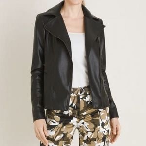 Chico's Faux Leather Moto Jacket, Black, Size 1 (8-10), Never Worn